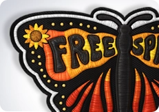 Custom 3D puff embroidered patches with thick raised foam and satin stitching