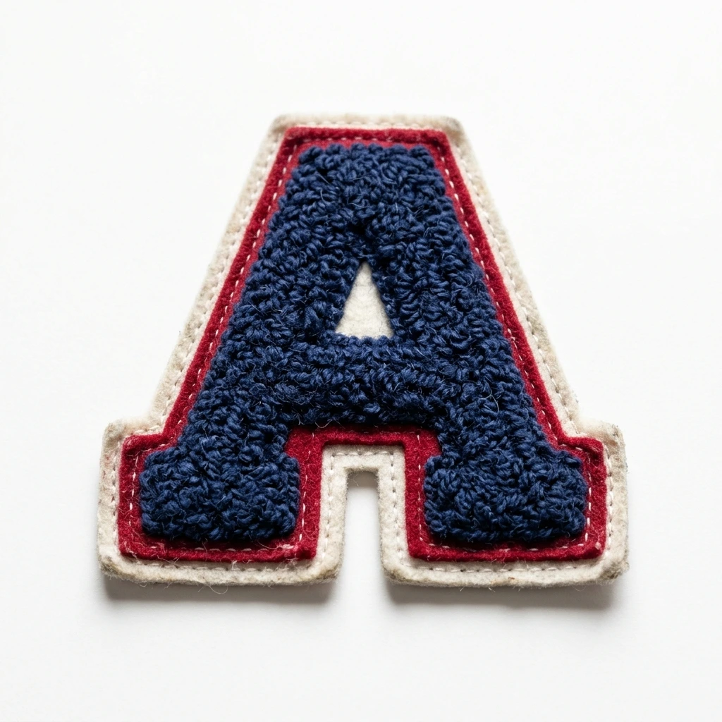 Custom chenille patches with plush yarn loops and felt border for varsity jackets