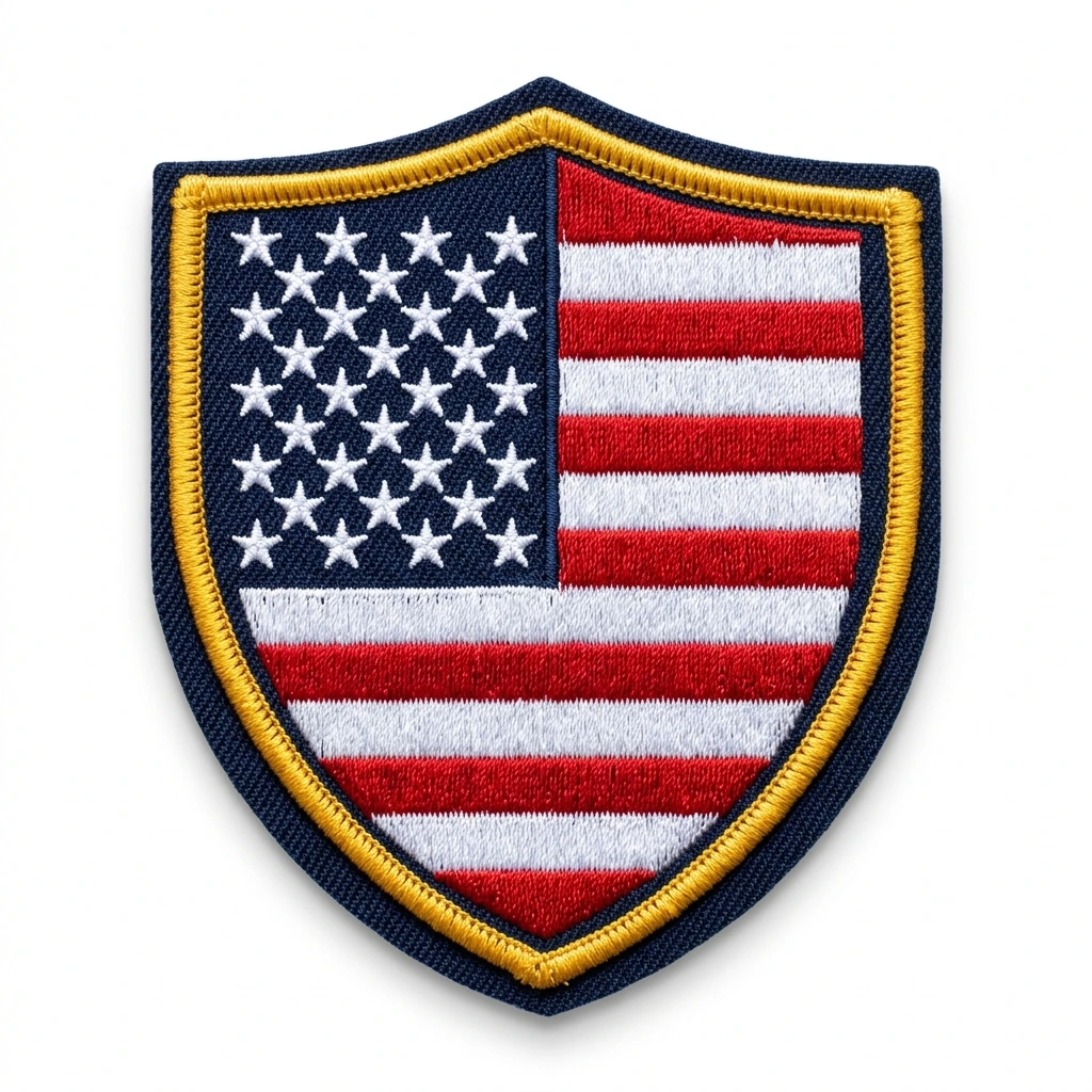 Custom embroidered patches featuring high density Madeira thread and merrowed border