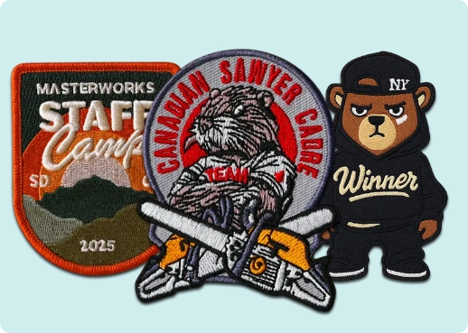 Custom corporate logo patches with exact brand colors on workwear jackets