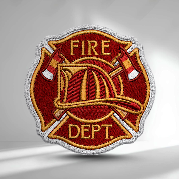 Custom flame-resistant Maltese cross fire department uniform patch