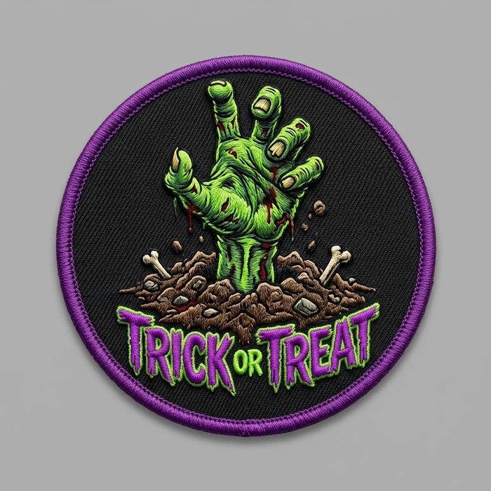 3D puff halloween patches - Zombie patches custom - Trick or treat patches