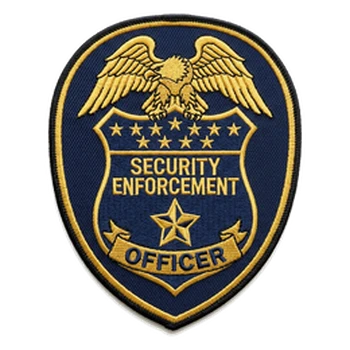 Custom authoritative security officer gold and navy shield badge patch