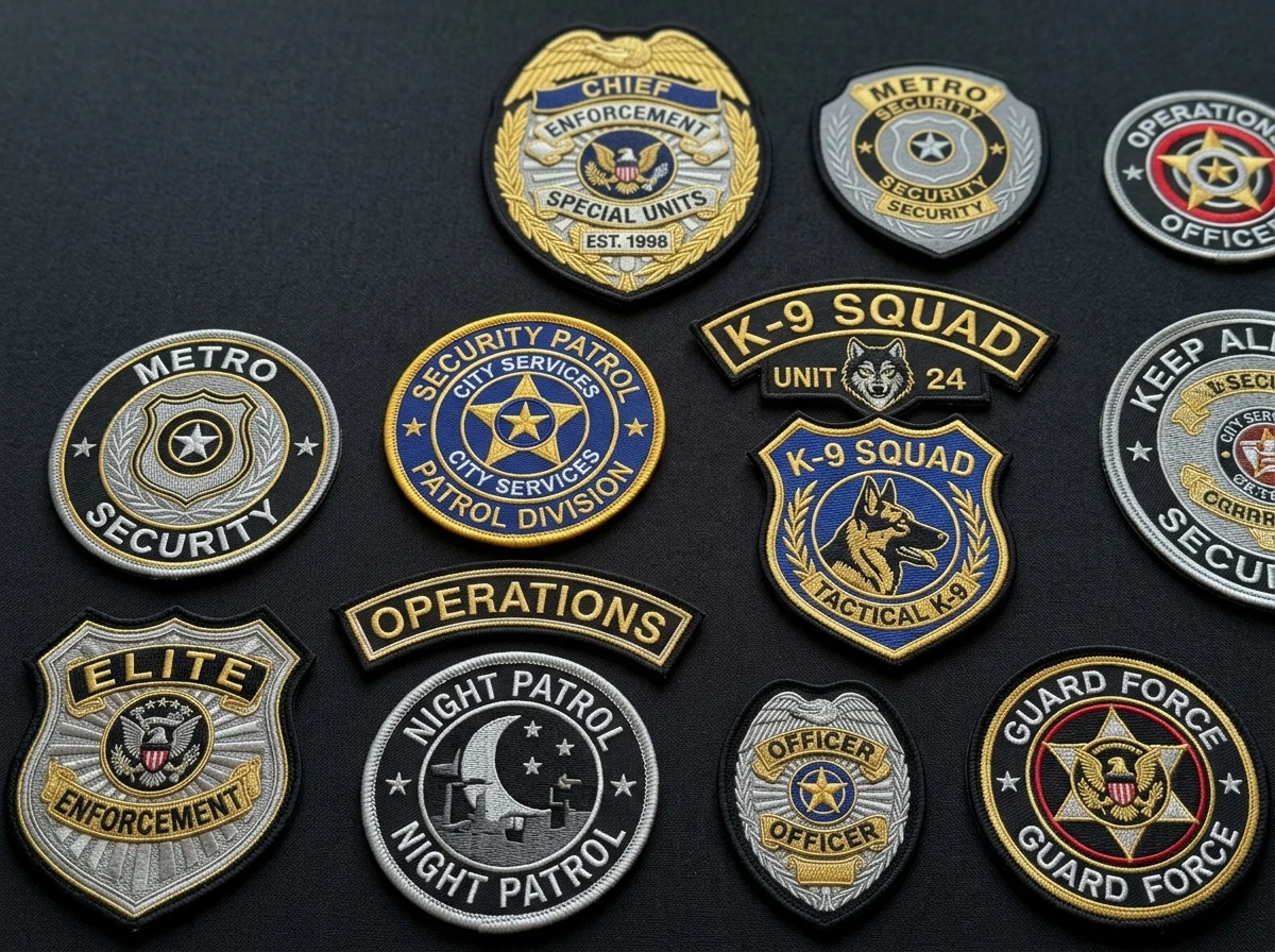 Custom private security guard badge patches and tactical insignias