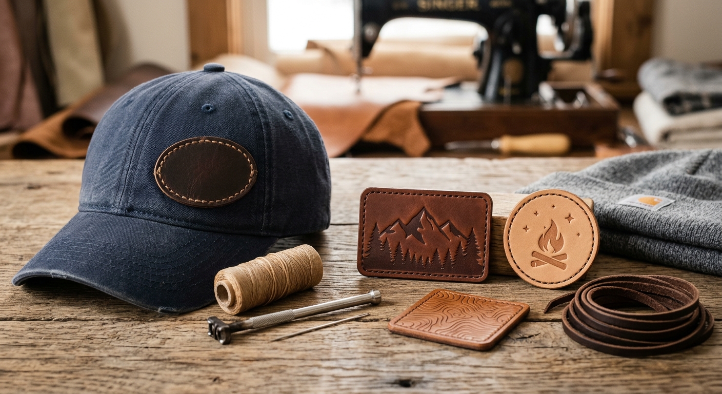 Premium Custom Leather Patches for Hats and Apparel Brands